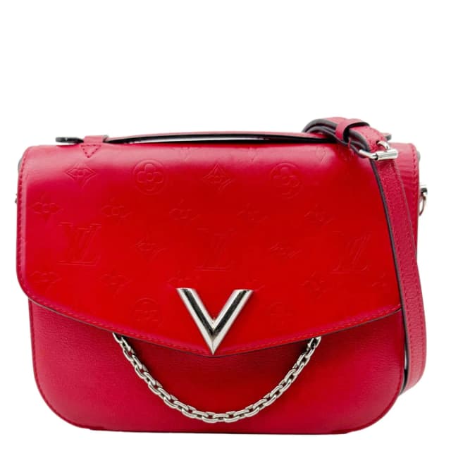 Louis Vuitton Very Monogram Leather Messenger Bag Red in Red Leather from Dallas Designer Handbags, photo 1 of 1