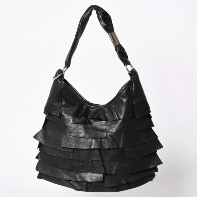Saint Laurent Tropez Tiered Frill Bag Black Gold in Black Leather from The Reluxe, photo 1 of 1