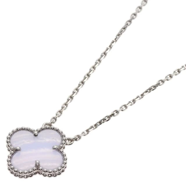 Van Cleef & Arpels Vintage Alhambra Chalcedony Necklace 18K White Gold in White from The Reluxe, photo 1 of 1