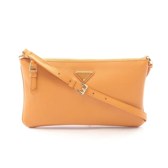 Prada Shoulder Bag Soft Grain Orange Leather Triangle Logo in Orange Leather from The Reluxe, photo 1 of 1