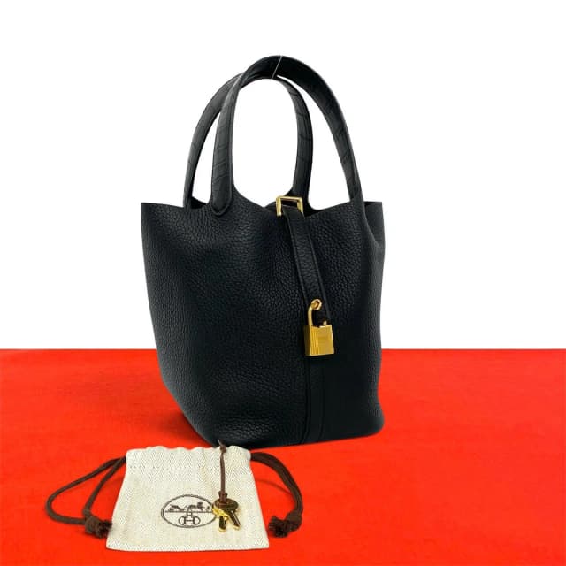 Hermès Picotin Lock Touch PM Taurillon Clemence Leather Tote Bag Black in Black Clemence leather from The Reluxe, photo 1 of 1