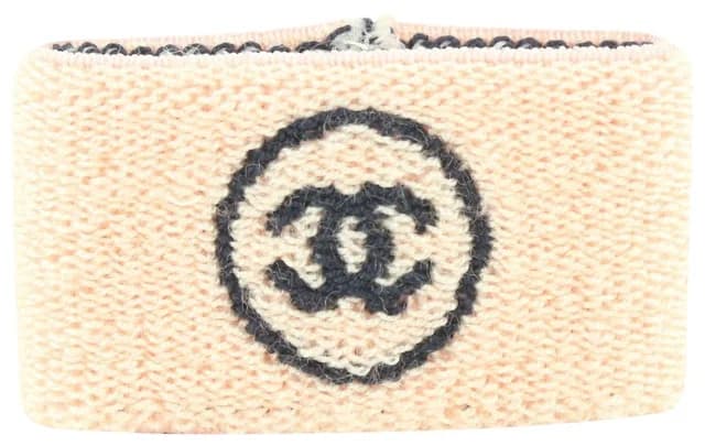 Chanel Pink x Black Wristband Sweat Band Gym Bracelet in Black Canvas from Bagriculture, photo 1 of 1