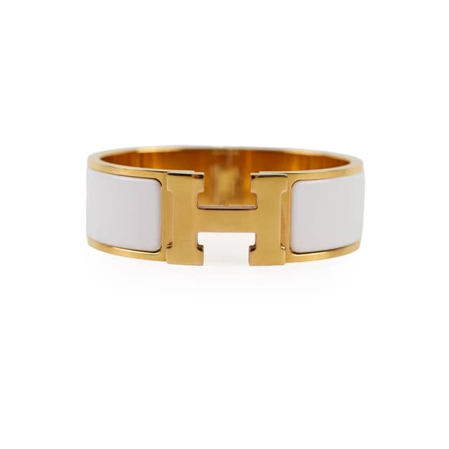 Hermès Clic H Bracelet Blanc 20mm GM in White from The Purse Affair, photo 1 of 1
