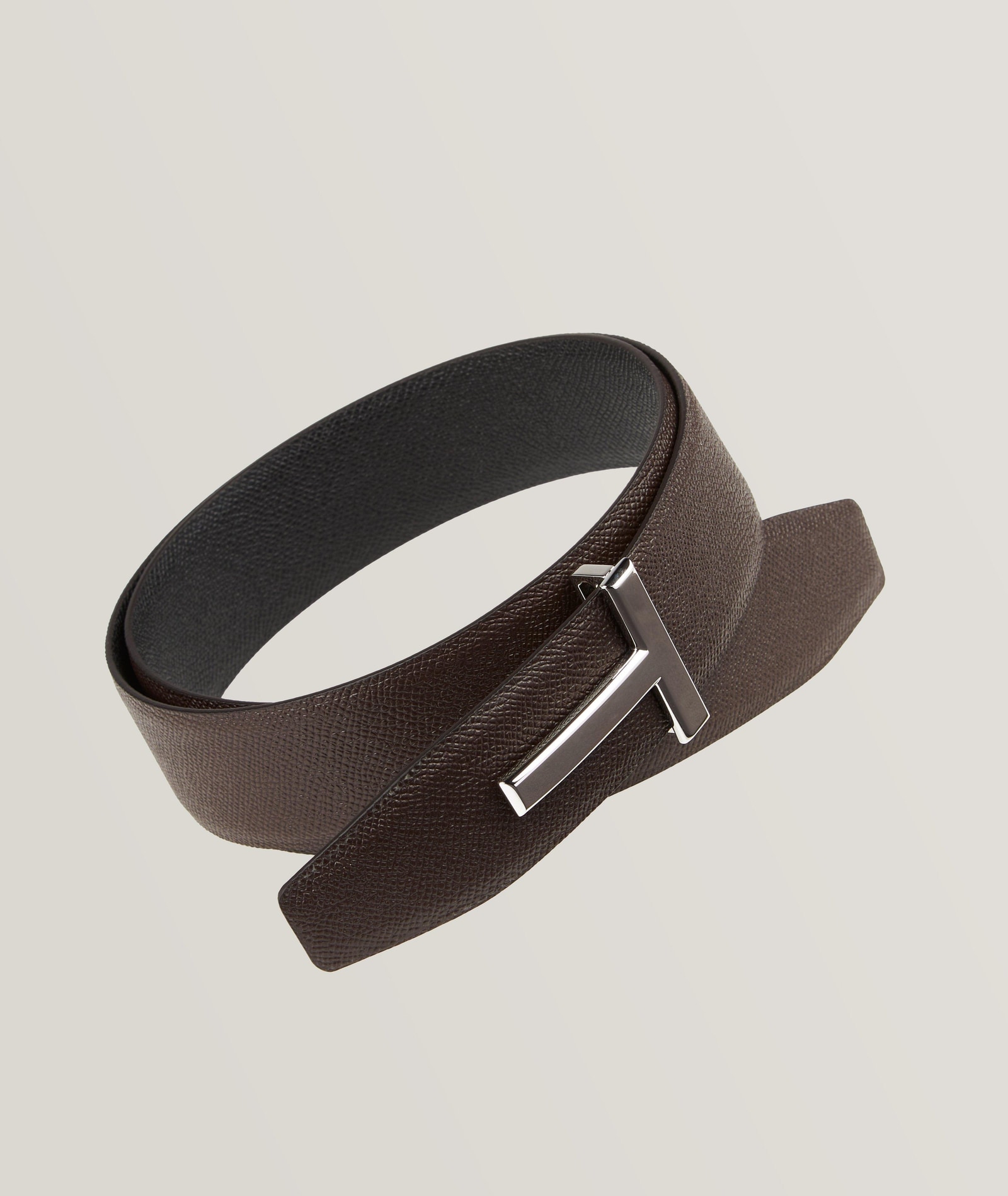 TOM FORD Reversible Grain Leather Textured Belt in Brown Calfskin leather, image 1 of 1 from Harry Rosen