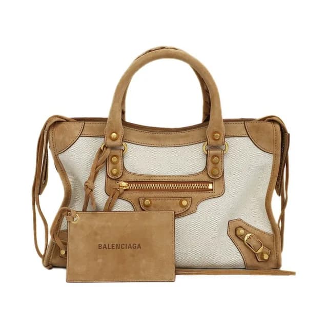 Balenciaga Heaven Le City Small 2-Way Shoulder Bag Beige Gold Canvas Suede in Beige Suede from The Reluxe, photo 1 of 1
