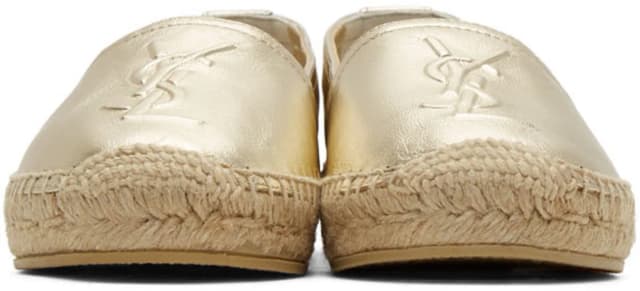 SAINT LAURENT Monogram Espadrille Metal Leather, Pale Gold, image 1 of 1 from Cultstatus