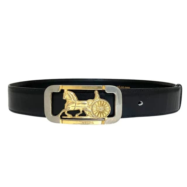 Celine Carriage Buckle Ball Tip Clasp Leather Belt 65 Black in Black Leather from The Reluxe, photo 1 of 1
