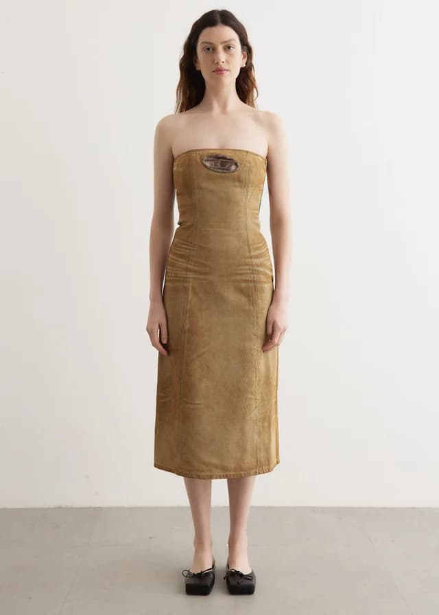 Diesel De-Vildress-Fsf Abito Dress in DIRTY WASH DENIM 01, image 1 of 1 from Incu