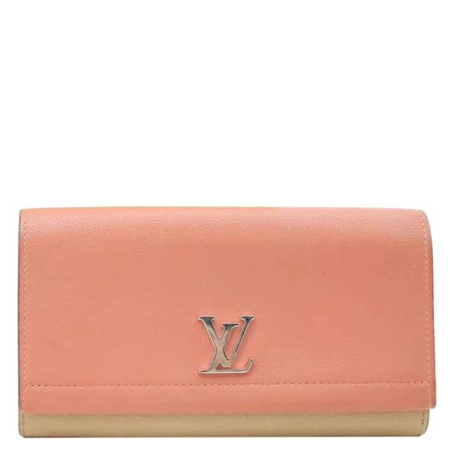 Louis Vuitton Lockme II Calfskin Leather Wallet Pink in Pink Calfskin from Dallas Designer Handbags, photo 1 of 1