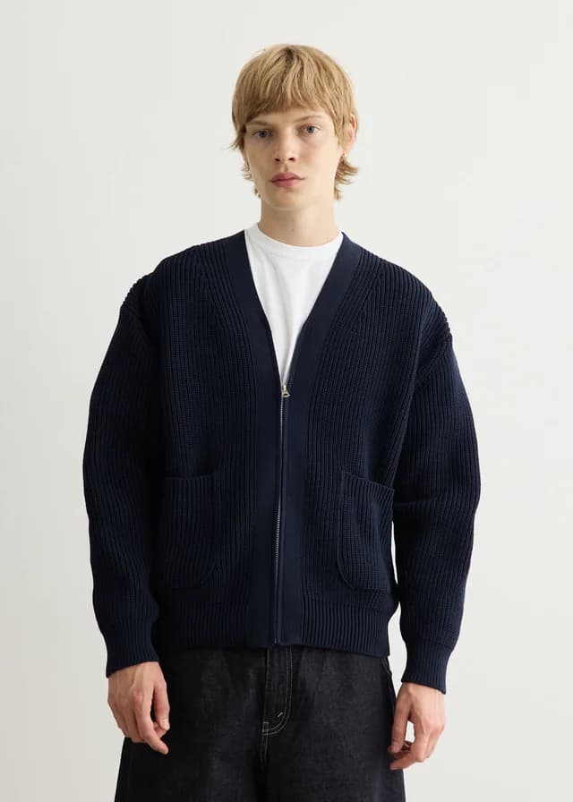 Comme Des Garcons Homme Cotton Polyester Zip Cardigan in 2 NAVY, image 1 of 1 from Incu