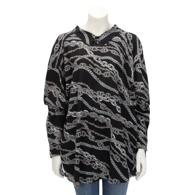 Balenciaga Chain Print Oversize Shirt FR 42 in Black Silk from Blue Spinach, photo 1 of 1
