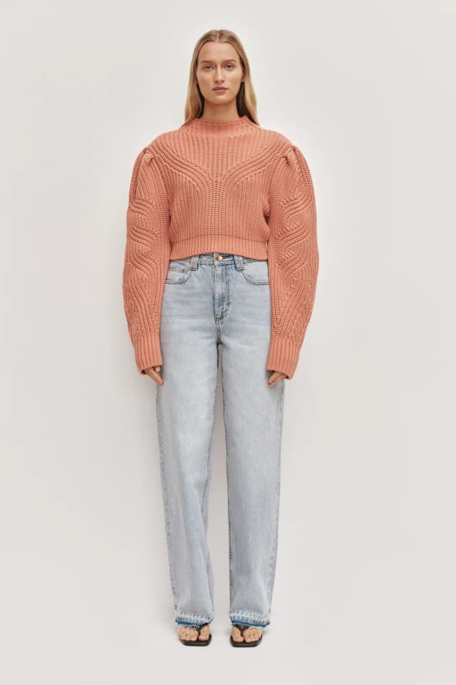 AJE Karmen Knit Jumper in STONE ROSE, image 1 of 1 from Aje