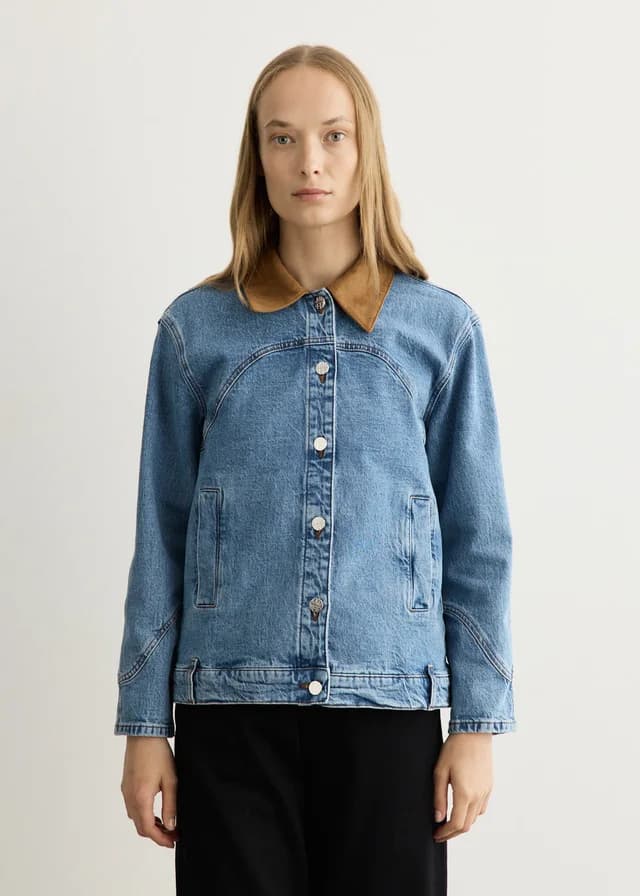 Baum und Pferdgarten Bayson Jacket in Denim Suede Mix, image 1 of 1 from Incu