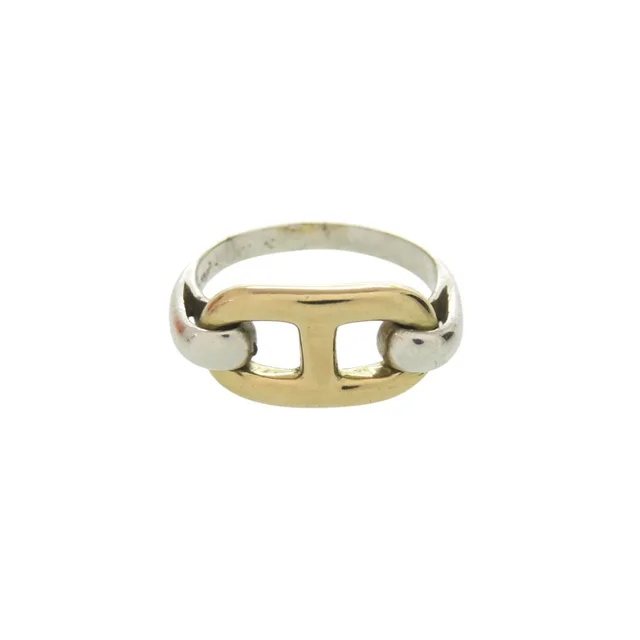 Hermès Chaine D'Ancre 925 Sterling Silver 750 Gold Vintage Cursiv Ring in Gold from The Reluxe, photo 1 of 1