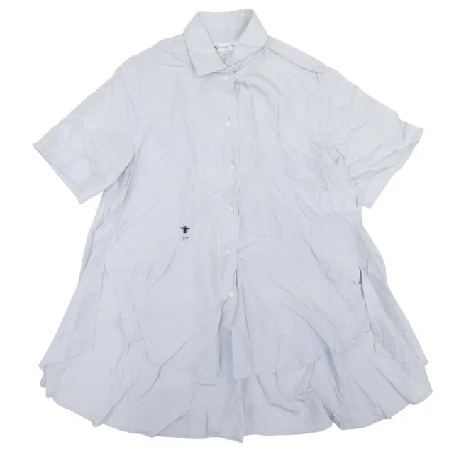 Dior Hem Line Short Sleeve Shirt Cdlogo Bee Embroidery Blouse Top Silk 36 Light in Silk from The Reluxe, photo 1 of 1