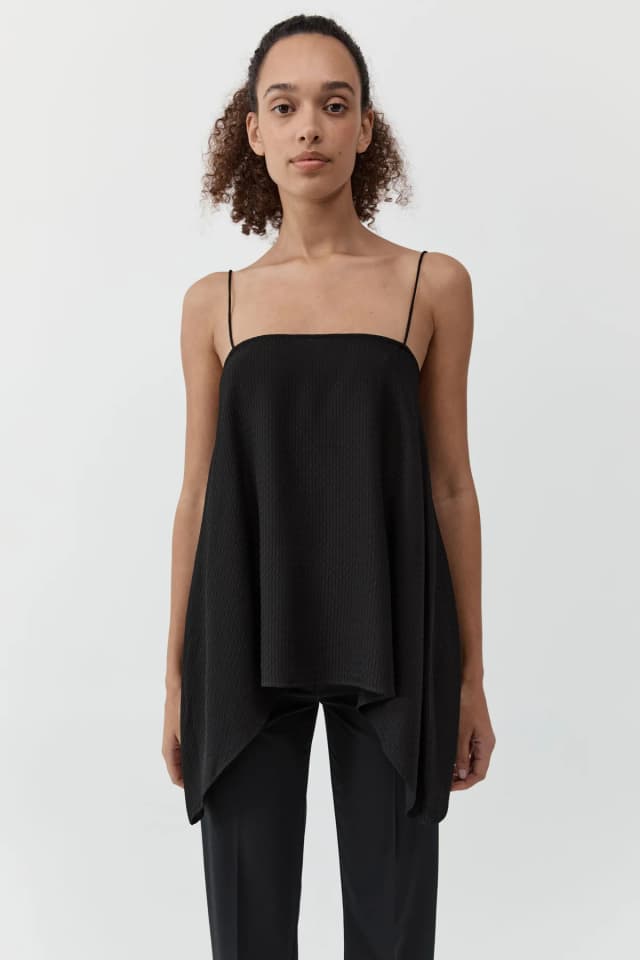 St Agni Textured Weave Cami - Black, image 1 of 1 from St. Agni