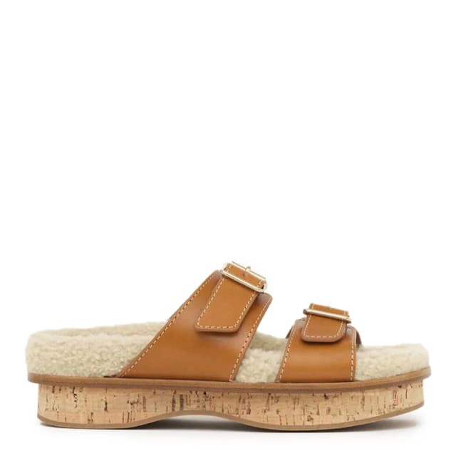 Chloé Marah Sherling Slide, Tan, image 1 of 1 from Cultstatus