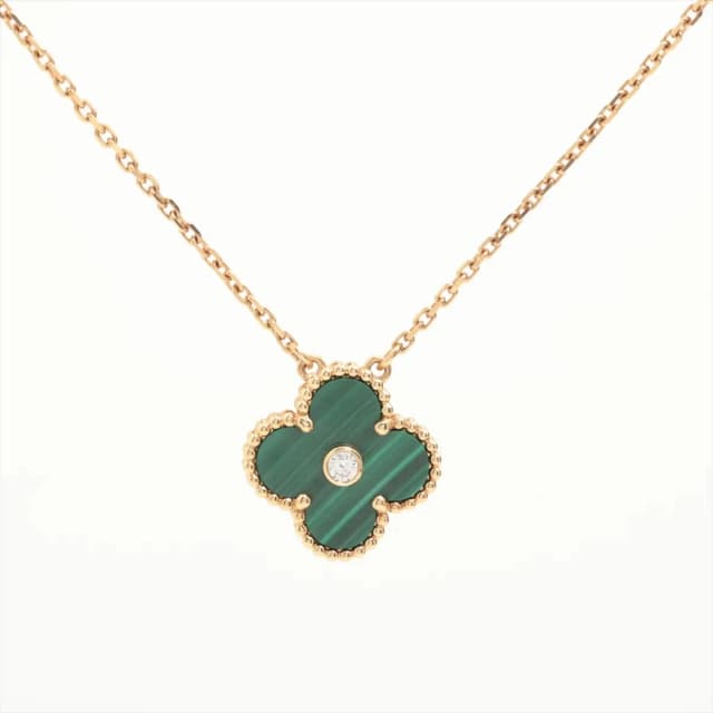 Van Cleef & Arpels Vintage Alhambra Limited Edition Holiday Pendant Malachite Diamond Necklace from The Purse Affair, photo 1 of 1