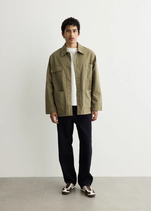 A.P.C. Loose Fit Overshirt Jacket in KAE GRAY GREEN, image 1 of 1 from Incu