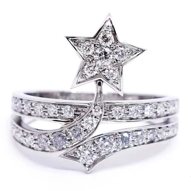 Chanel 18K White Gold Comet Diamond Ring Star in White from The Reluxe, photo 1 of 1