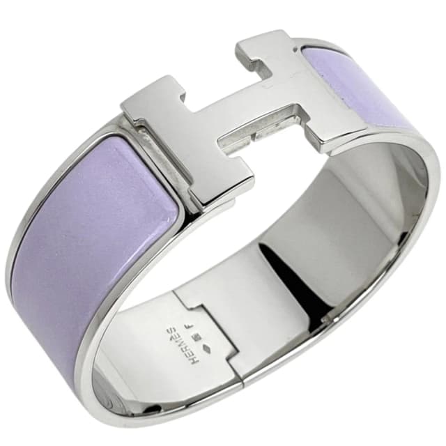 Hermès Clic Clac H Bangle GM Metal Silver Purple Bracelet in Purple from The Reluxe, photo 1 of 1