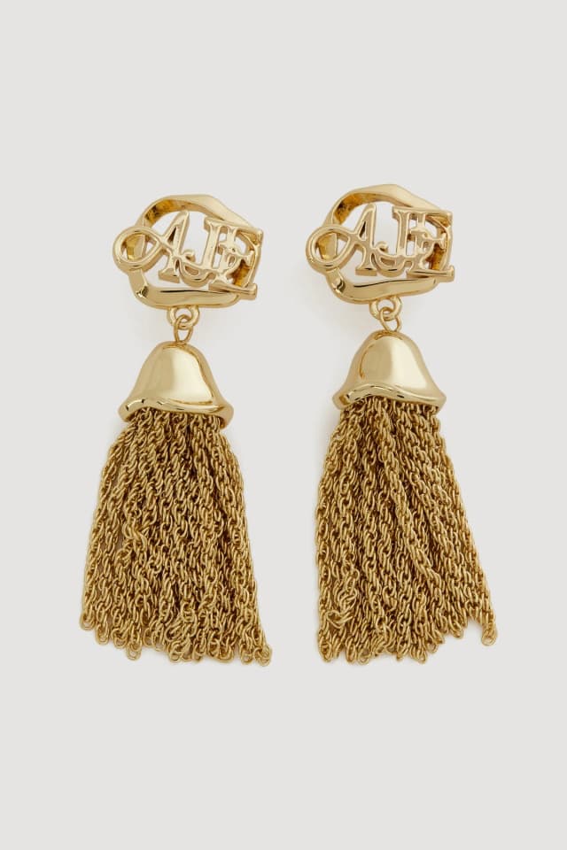 AJE Selby Logo Tassle Earring in GOLD, image 1 of 1 from Aje