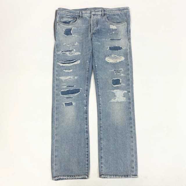 Dior Kris Van Assche Era Repair Denim Pants Light Blue Cotton 32 in Blue Denim from The Reluxe, photo 1 of 1