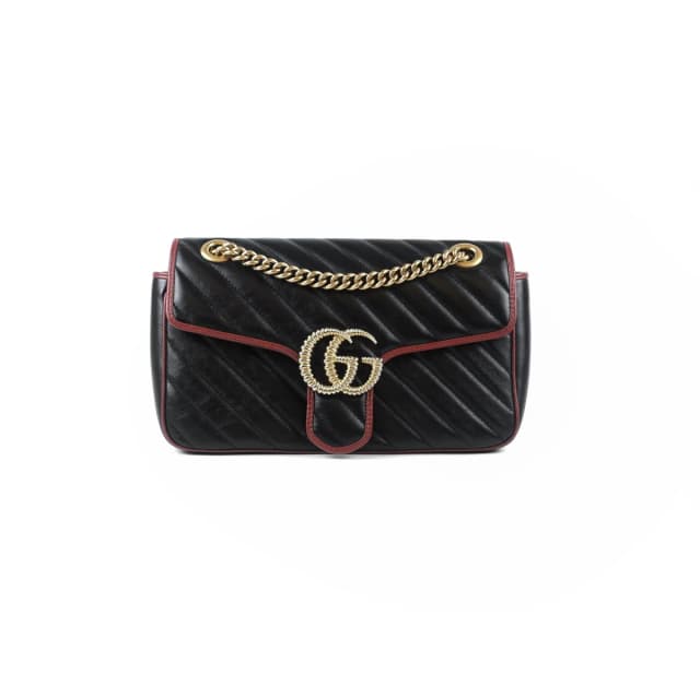 Gucci Small Marmont Bag Black, Red Trim in Black Leather from The Purse Affair, photo 1 of 1
