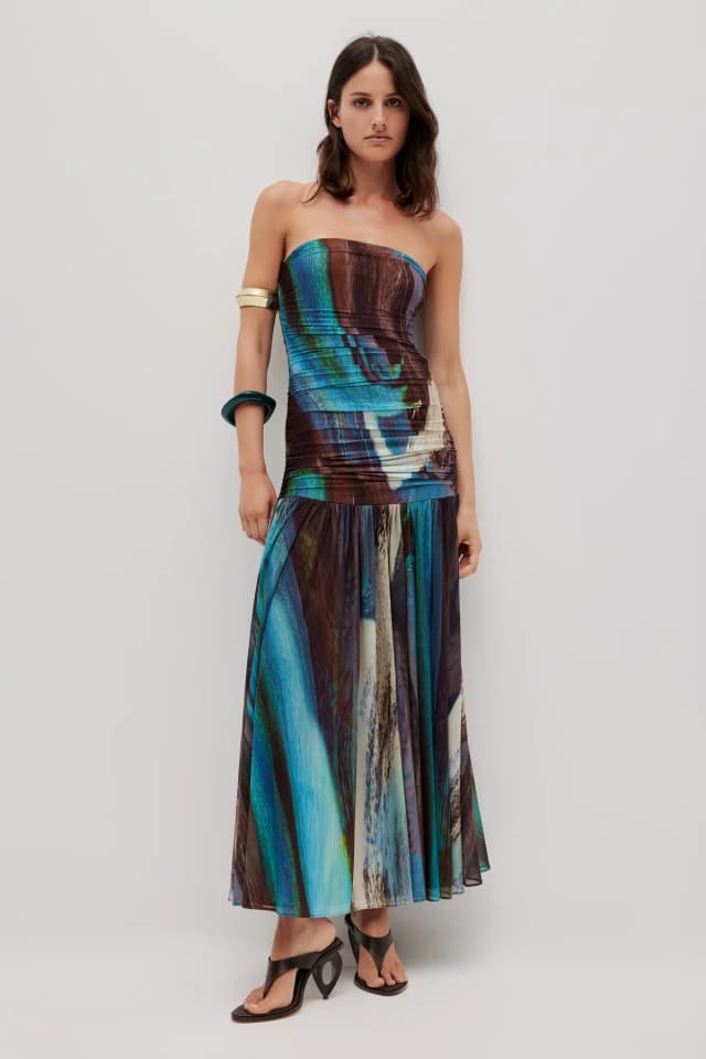 Aje Studio Novae Strapless Maxi Dress in OPALITE, image 1 of 1 from Aje