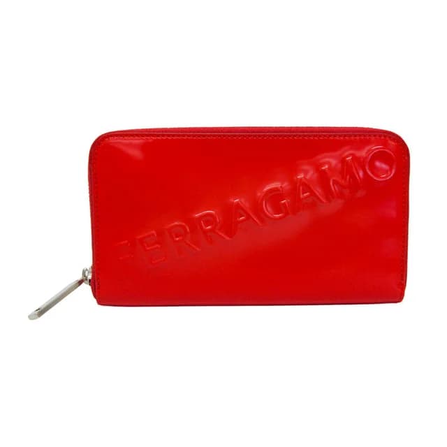 Ferragamo Round Zipper IY-66 1212 Men,Women Patent Leather Long Wallet (bi-fold) Red Color in Red color Patent leather from Elady, photo 1 of 1