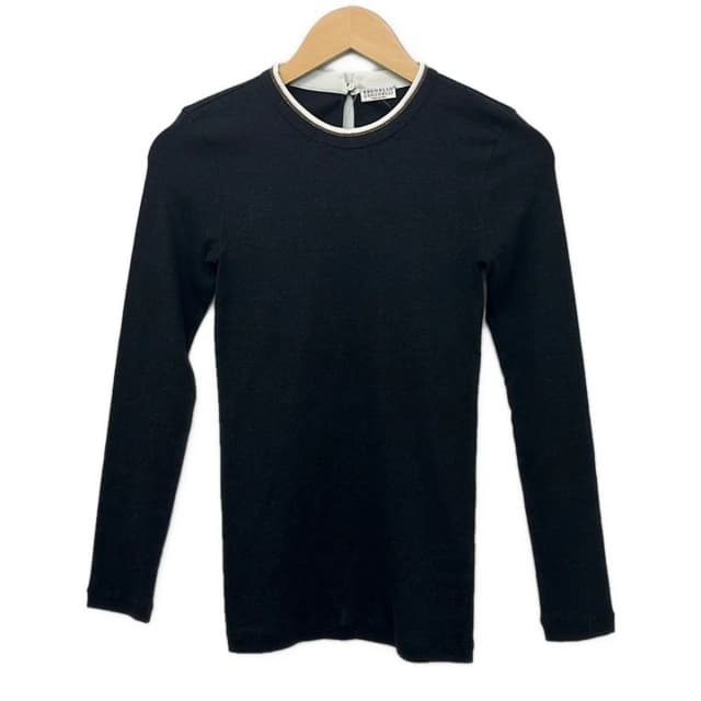 Brunello Cucinelli Long Sleeve Sweater XS Dark Gray Blanc White Beads in White from The Reluxe, photo 1 of 1