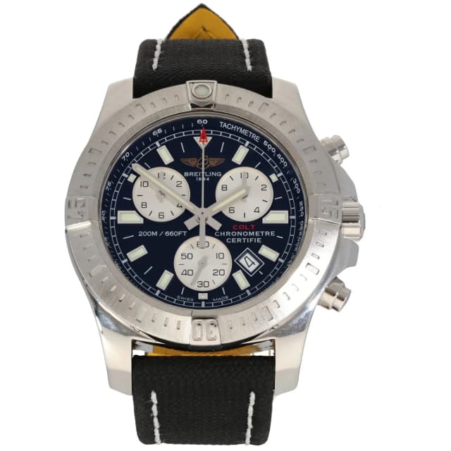 Breitling Colt Chronograph II A73388 44mm Stainless Steel Watch in Leather from H&T, photo 1 of 1