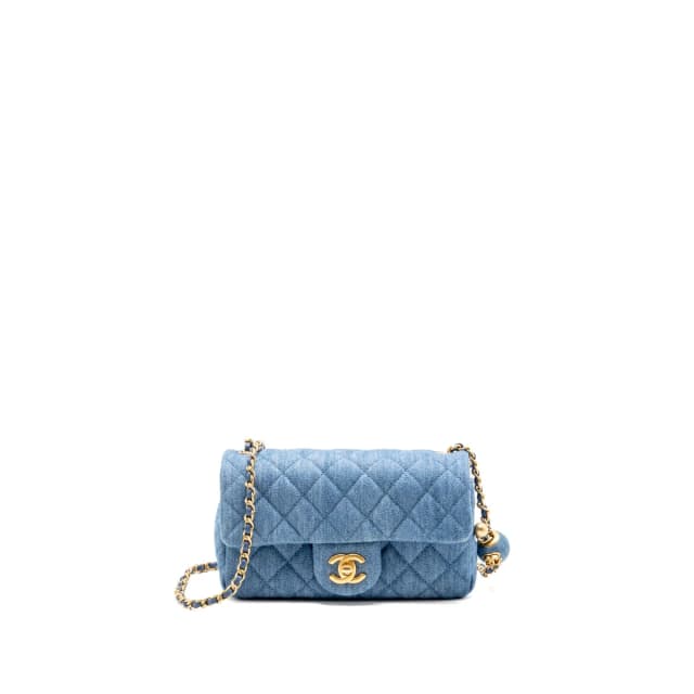 Chanel Pearl Crush Mini Rectangular Flap Bag Denim Blue GHW (Microchip) in Blue Denim from EMIER, photo 1 of 1