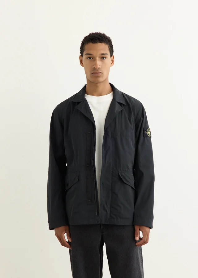 Stone Island Micro Twill Concealed Zip Blazer in V0029 - BLACK, image 1 of 1 from Incu