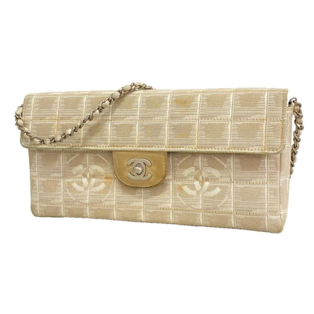 Chanel Shoulder Bag New Travel Nylon Beige Silver in Beige Nylon from The Reluxe, photo 1 of 1