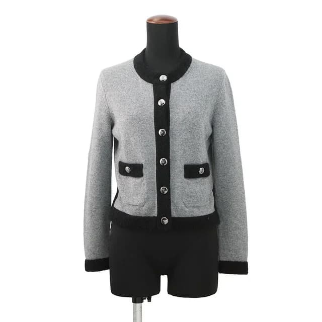 Chanel Cardigan Coco Button Cashmere 36 Top Gray Black in Black Cashmere from The Reluxe, photo 1 of 1