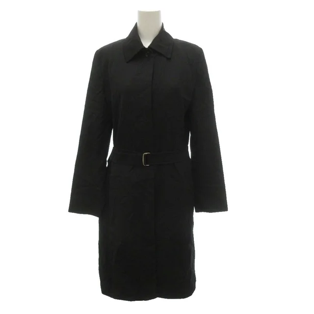 Max Mara White Tag Soutien Collar Coat with Long Belt Black 38 in Black Silk from The Reluxe, photo 1 of 1