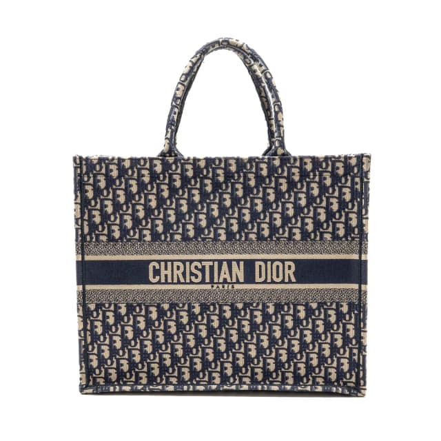 Large Book Tote Blue Dior Oblique Embroidery in Blue Canvas from EMIER, photo 1 of 1