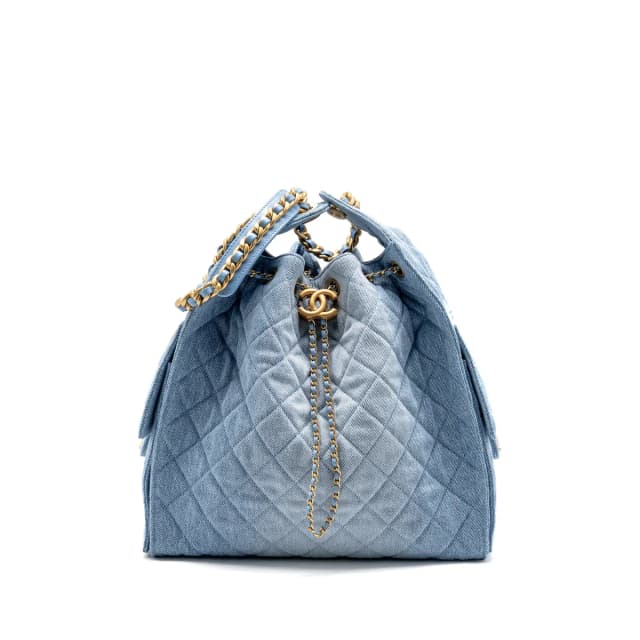 Chanel 25 Medium Handbag Washed Denim Blue GHW (Microchip) in Blue Denim from EMIER, photo 1 of 1