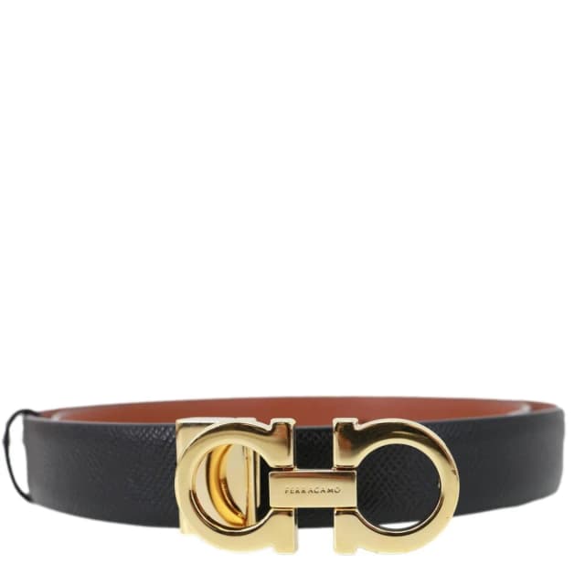 Ferragamo Gancini Buckle Reversible Leather Belt Black in Black Leather from Dallas Designer Handbags, photo 1 of 1