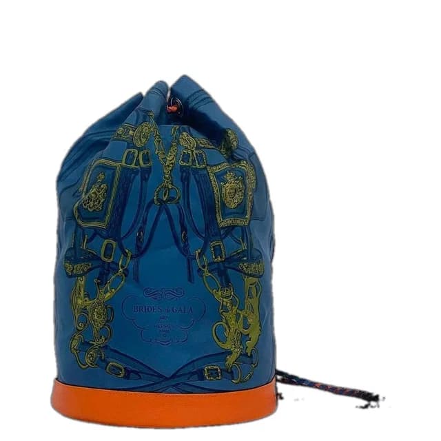 Hermès Drawstring Bag Soiree 22 Blue Brides de Gala in Blue Silk from The Reluxe, photo 1 of 1
