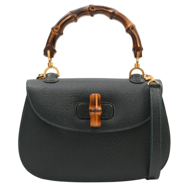 Gucci Pigskin Bamboo 2-way Bag, Dark Green from VINTAGE QOO TOKYO, photo 1 of 1