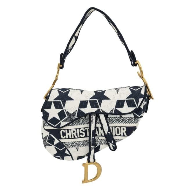Dior Saddle Embroidered Stars Canvas Hobo Bag White in White Canvas from Dallas Designer Handbags, photo 1 of 1