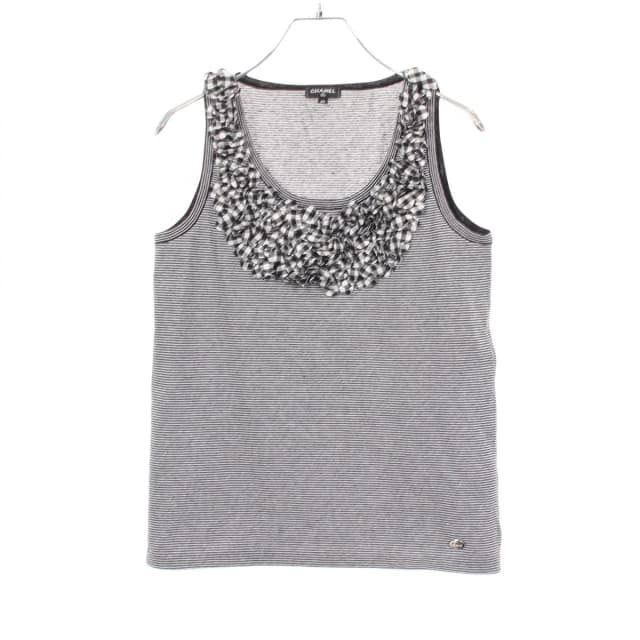 Chanel Tank Top CC Logo Button Border Check Ruffle Cotton from The Reluxe, photo 1 of 1