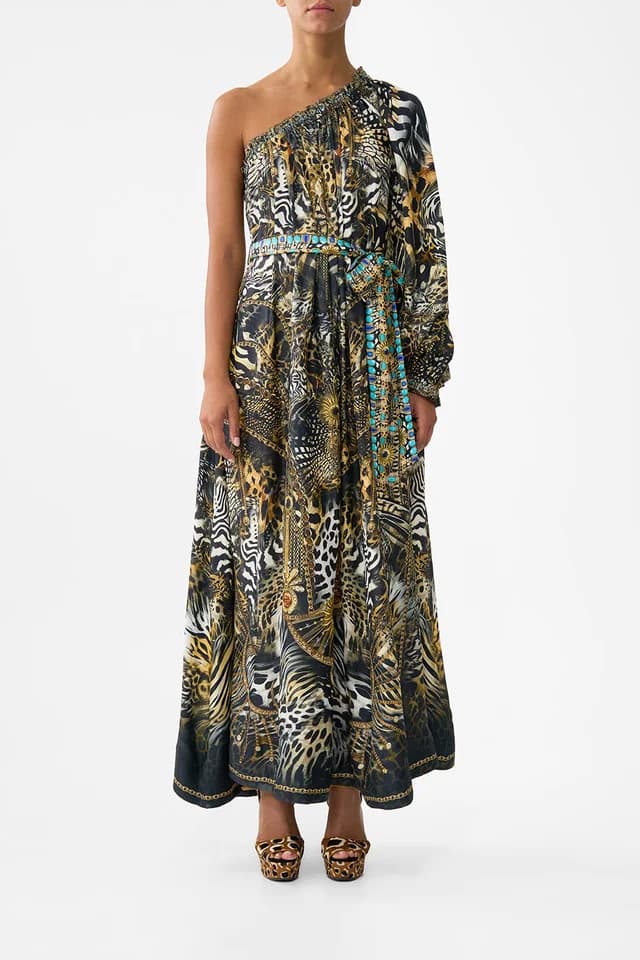 Camilla eBoutique ONE SHOULDER DRESS WITH BLOUSON SLEEVE FELINE FOLKLORE, image 1 of 1 from CAMILLA