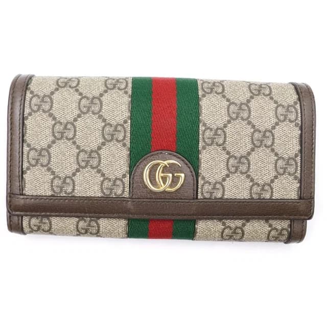Gucci Ophidia Continental Wallet Shoulder Bag Leather Beige Brown in Brown Leather from The Reluxe, photo 1 of 1