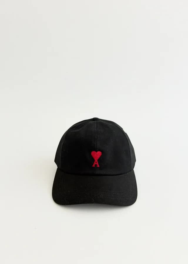 AMI PARIS Red ADC Embroidery Cap in BLACK/001, image 1 of 1 from Incu