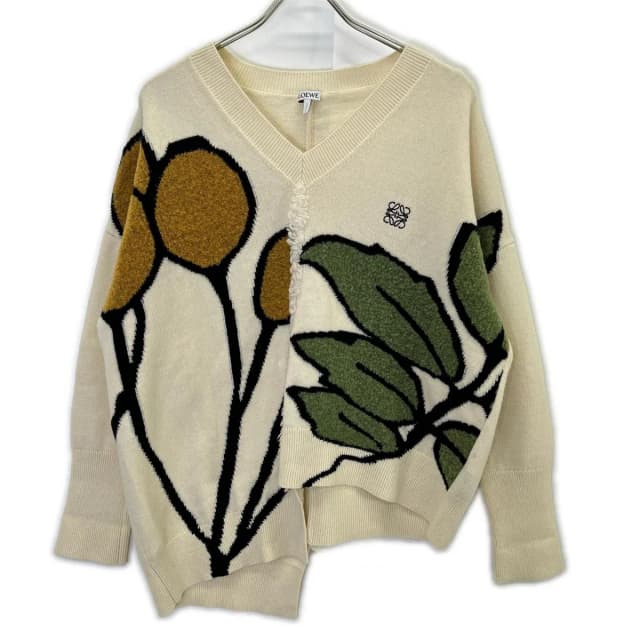 Loewe Ivory Herbarium Agram Neck Deformed Knit XS Sweater in White Wool from The Reluxe, photo 1 of 1