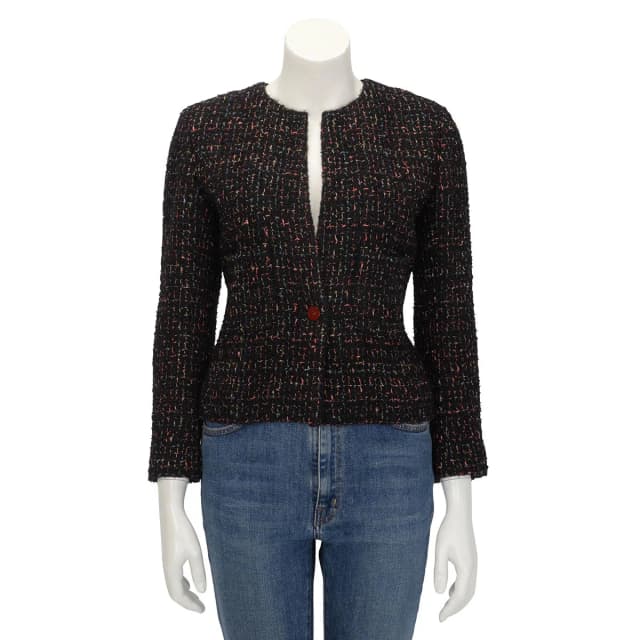 Chanel Mohair Tweed Single Button Jacket FR 38 in Black & Multi-Colour Tweed from Blue Spinach, photo 1 of 1