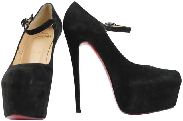 Christian Louboutin Black Suede Lady Daf 160 Platform Pumps Heels in Black Suede from Bagriculture, photo 1 of 1